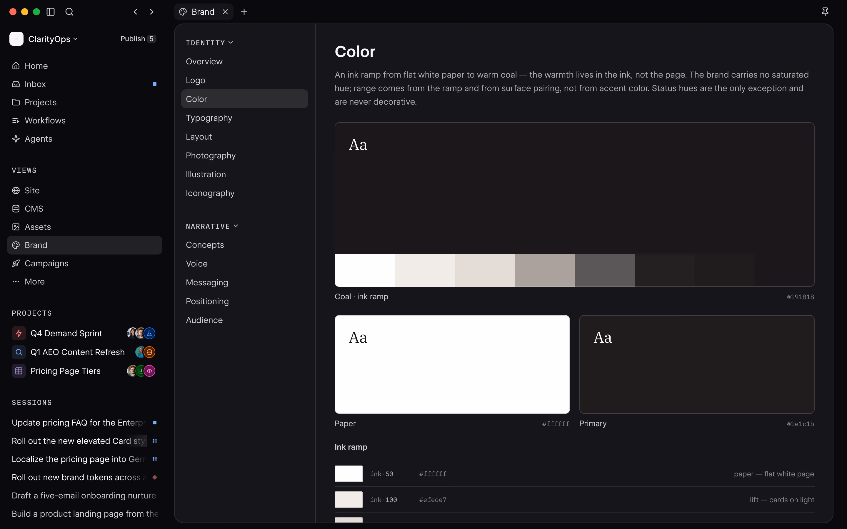 Official Source Brand View showing the project’s brand system.