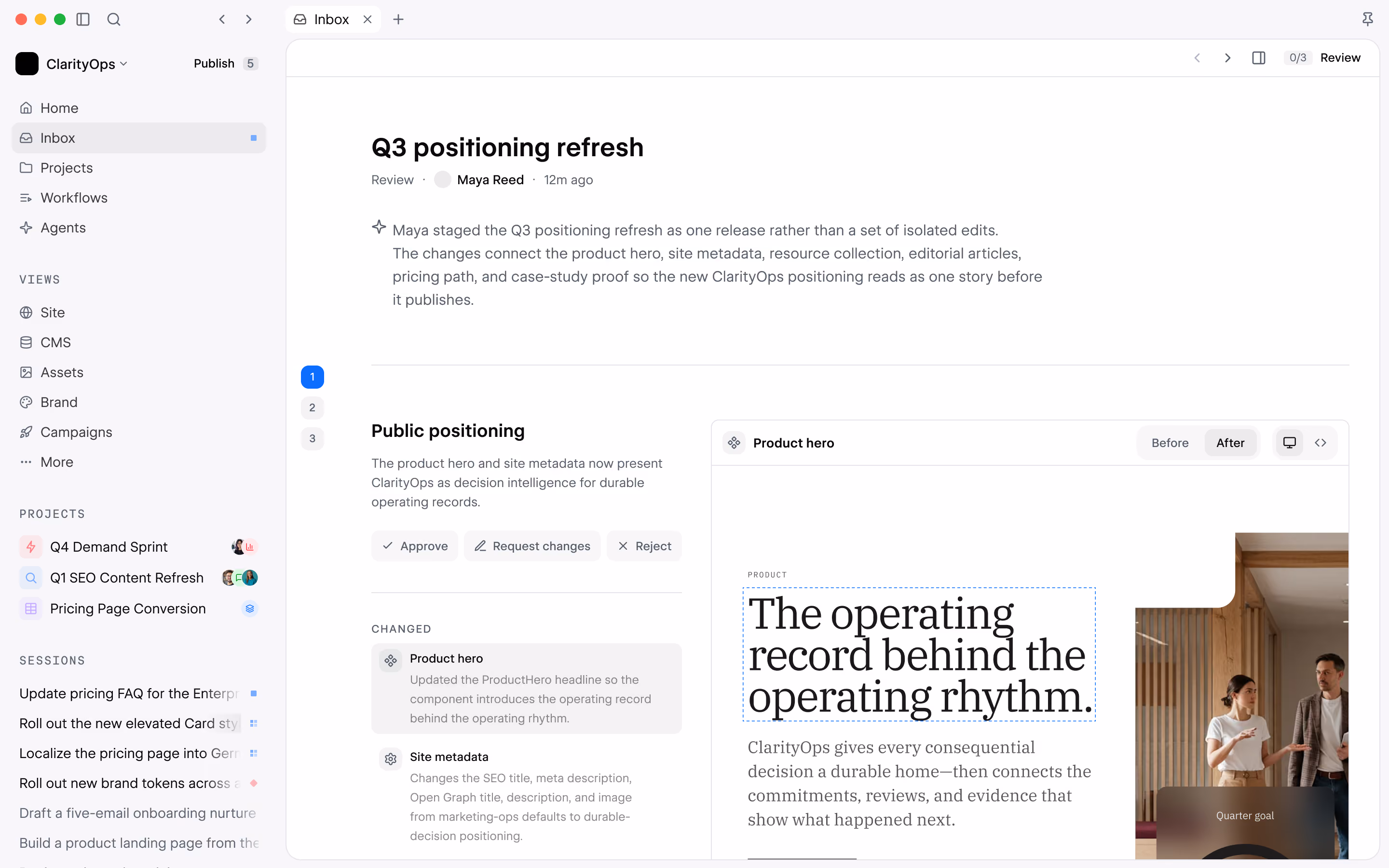 Official Source Review View showing proposed changes and review controls.
